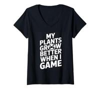 Mujer Gaming Helps My Plants Grow Pixel Style Camiseta Cuello V