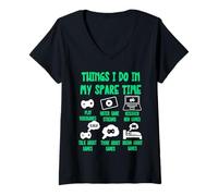 Mujer Gaming Things I Do in my Spare Time, Videogames Funny Gamer Camiseta Cuello V