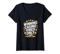 Mujer Ganador Casino Vibes Only Bold Casino Poker Lema Camiseta Cuello V
