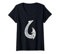 Mujer Gancho Tribal Hawaiano de Las Islas del Pacífico, diseño Hawaiano Camiseta Cuello V