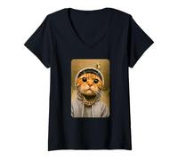 Mujer Gangsta Kitty Gangster Cat Meme Funny Cats Gang Humor Camiseta Cuello V