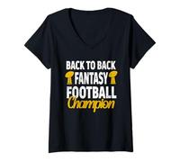 Mujer Ganó 2 Veces el Trofeo de Campeón de Fantasy Football Champions de Forma consecutiva Camiseta Cuello V