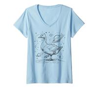 Mujer Ganso Caprichoso Explorar Espacio Planetas Estrellas Universo Desi Camiseta Cuello V
