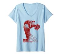 Mujer Ganso de San Valentín con Gafas de Sol de corazón Floral romántico Animal Camiseta Cuello V