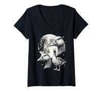 Mujer Ganso Estilo 90 Tonto Vintage estético Y2K Ganso Raro Camiseta Cuello V