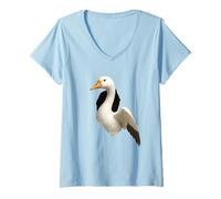 Mujer Ganso Saliendo Agrietado Pared Divertido Regalo Amante de los Animales Camiseta Cuello V