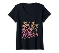 Mujer Garabatos Dibujo A Mano Alzada Let The Line Wander Camiseta Cuello V