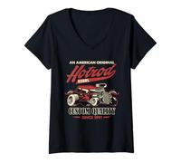 Mujer Garaje para Autos clásicos Hot Rod Rat Rod Rebel American Original Camiseta Cuello V