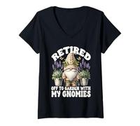 Mujer Garden Retirement Lavender Flower Gnome For Retired Mom Camiseta Cuello V