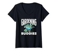 Mujer Gardening Buddies - Amante de Las Plantas Camiseta Cuello V