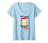 Mujer Garfield All I Want for Christmas is Food Funny Holiday Cat Camiseta Cuello V
