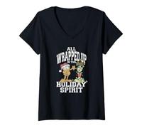 Mujer Garfield All Wrapped Up in The Holiday Spirit Christmas Camiseta Cuello V