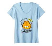 Mujer Garfield Ask Me If I Care Graffiti Retro Camiseta Cuello V