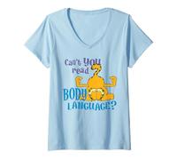 Mujer Garfield Casa Gato Lenguaje Corporal Comedia Meme Clásico Dibujos Animados Camiseta Cuello V