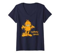Mujer Garfield Gato Fruncido El Ceño Amante De Lasaña Que Le Importa Kitty Classic Camiseta Cuello V