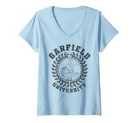 Mujer Garfield Pose Varsity School Campeón del Equipo de Baloncesto Retro Camiseta Cuello V