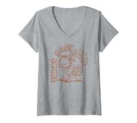 Mujer Garfield Thanksgiving Thanks A Lot Turkey Garfield Retro Camiseta Cuello V