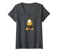 Mujer Garfield Trick or Treat Halloween Treats Cute Cat Cartoon Camiseta Cuello V