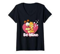 Mujer Garfield Valentine's Day Be Mine Cute Heart Shaped Portrait Camiseta Cuello V