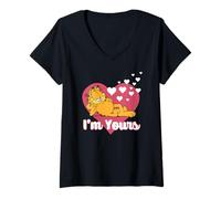 Mujer Garfield Valentine's Day I'm Yours Heart Shape Portrait Camiseta Cuello V