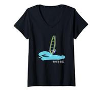 Mujer Garganta Windsurf, Windsurf en el desfiladero Camiseta Cuello V