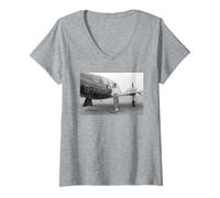 Mujer Gary Numan Artista Pop Electrónico y Piloto por Allan Ballard Camiseta Cuello V