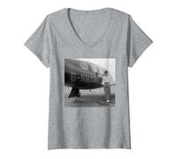 Mujer Gary Numan Músico Pop Electrónico & Piloto por Allan Ballard Camiseta Cuello V