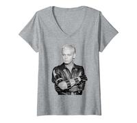 Mujer Gary Numan Warriors UK Tour Foto por Allan Ballard Camiseta Cuello V