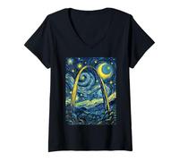 Mujer Gateway Arch St Louis Noche Estrellada Historia del Arte Presente Camiseta Cuello V