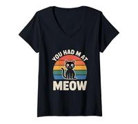 Mujer Gatitos de Gato Que me tenías en Miau Signo Que me tenías en Miau Meme Camiseta Cuello V