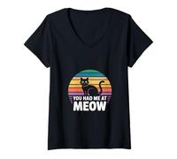 Mujer Gatitos de Gato Que me tenías en Miau Signo Que me tenías en Miau Meme Camiseta Cuello V