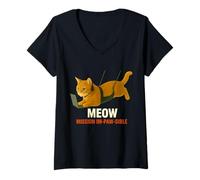 Mujer Gato Agente Secreto en Misión - Arte divertido de la parodia de espías Camiseta Cuello V