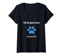 Mujer Gato Anti Trump diciendo Cita divertida Imagen de imagen Camiseta Cuello V