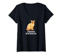 Mujer Gato Birmano Europeo Arte Terciopelo Abrigo Patas Hierro voluntad Camiseta Cuello V