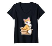 Mujer Gato Caja de cartón Camiseta Cuello V