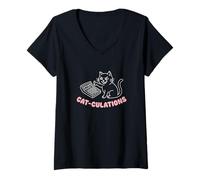 Mujer Gato Cálculos Matemáticas Ecuaciones Álgebra Geometría Felino Camiseta Cuello V