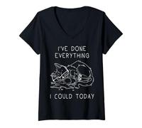 Mujer Gato Cansado Divertido Ive Done Everything I Could Today Camiseta Cuello V