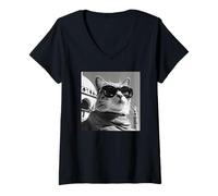 Mujer Gato Con Gafas De Sol En La Gran Mezquita De Santa Sofía Camiseta Cuello V