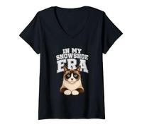 Mujer Gato con Raquetas de Nieve en mi era de Raquetas de Nieve Dueño de la Raza Mamá Papá Camiseta Cuello V