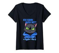 Mujer Gato con una presión ocular gruñona - ich kann auch nett 1 Camiseta Cuello V