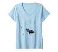 Mujer Gato cósmico durmiendo en la Galaxia de la Camiseta Cuello V