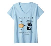 Mujer Gato de Schrödinger Física Cuántica Divertido Geek de la Ciencia Camiseta Cuello V