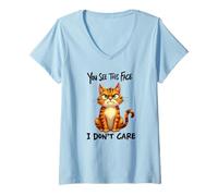 Mujer Gato Divertido Antisocial Mala Actitud, Gatito introvertido Moody Camiseta Cuello V