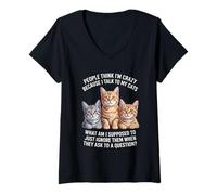 Mujer Gato Divertido Diciendo Que Hablo con mis Gatos qué más Camiseta Cuello V