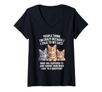 Mujer Gato Divertido Diciendo Que Hablo con mis Gatos qué más Camiseta Cuello V