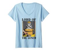 Mujer Gato divertido en caja de Lord Of The Lunch, amante de los gatos Camiseta Cuello V