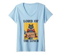 Mujer Gato divertido en caja de Lord Of The Lunch, amante de los gatos Camiseta Cuello V