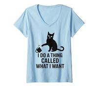 Mujer Gato divertido, hago lo que quiero, sarcástico, gatito, amante de las mascotas Camiseta Cuello V