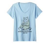 Mujer Gato En Albornoz Imagina Que Tu Opinión No Importa Camiseta Cuello V