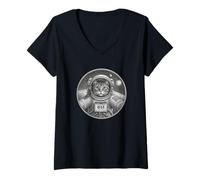 Mujer Gato en el Espacio Astronauta Astrocat I Love Cats & Outer Space Camiseta Cuello V